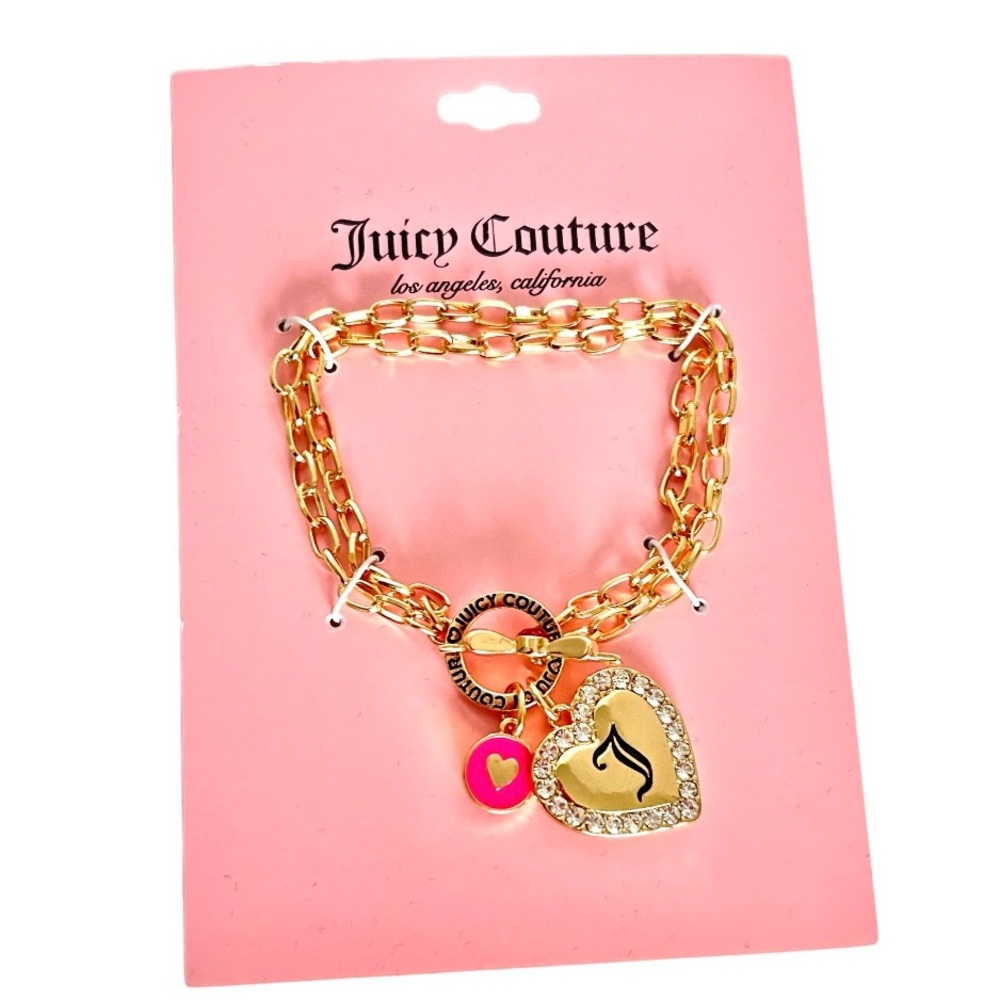 Juicy Couture Gold Heart With Rhinestones Charm Bracelet NEW!